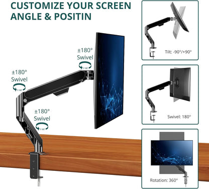 Monitor Desk Mount - Single Monitor Arm Stand for 15" to 30" Computer Screens (Within 4.4-19.8 Lbs), Monitor Mount Stand with Clamp, VESA Mount 75X75Mm or 100X100Mm