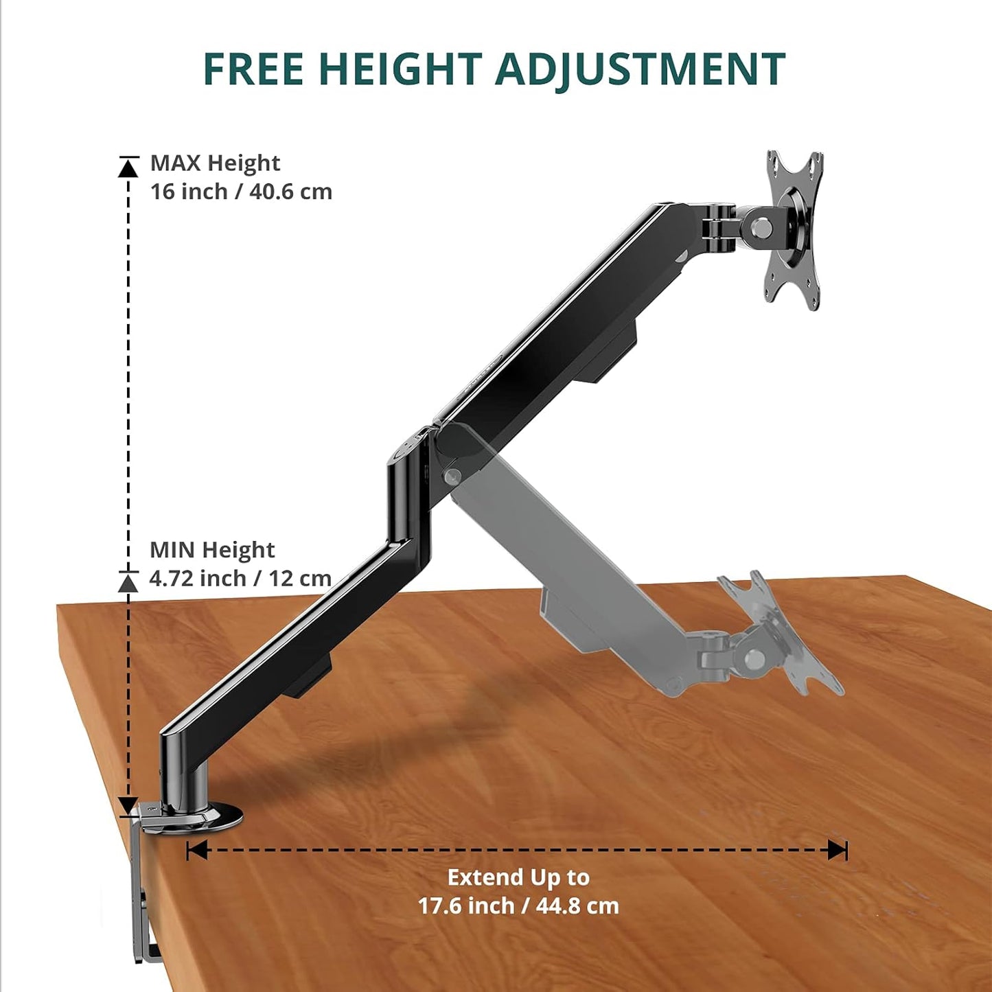 Monitor Desk Mount - Single Monitor Arm Stand for 15" to 30" Computer Screens (Within 4.4-19.8 Lbs), Monitor Mount Stand with Clamp, VESA Mount 75X75Mm or 100X100Mm