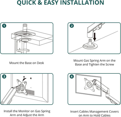 Monitor Desk Mount - Single Monitor Arm Stand for 15" to 30" Computer Screens (Within 4.4-19.8 Lbs), Monitor Mount Stand with Clamp, VESA Mount 75X75Mm or 100X100Mm